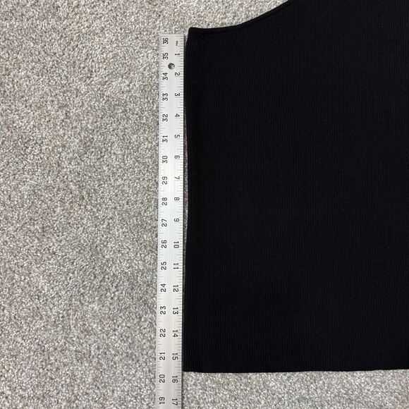 Halogen Sweater Womens Large Black One Shoulder Asymmetrical Ribbed Pullover Top - Picture 8 of 10